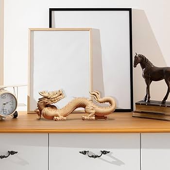 木製ドラゴン彫刻置物 Amazon.co.jp: 龍の置物 ツゲの木 彫刻 ドラゴン像 マスコット